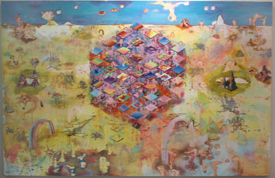 Mark McGreevy: 20000 Suckas in the bottom of the nugget, 2004, oil on canvas, 195 x 300 cm; courtesy the artist